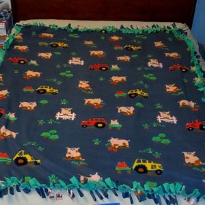 Tractors & Pigs Double Fleece Blanket